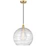 Athens 14" Satin Gold Pendant w/ Clear Deco Swirl Shade