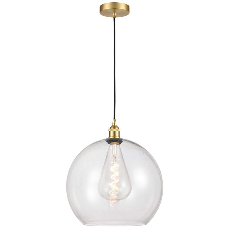 Image 1 Athens 14" Satin Gold Pendant w/ Clear Shade