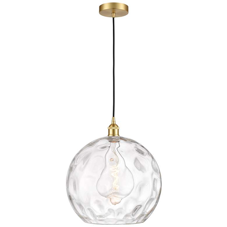 Image 1 Athens 14 inch Satin Gold Pendant w/ Clear Water Glass Shade
