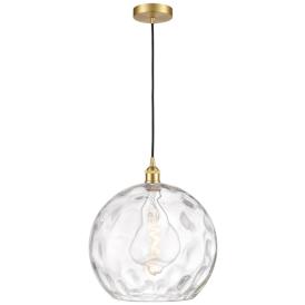 Athens 14" Satin Gold Pendant w/ Clear Water Glass Shade Athens 14" Satin Gold Pendant w/ Clear Water Glass Shade