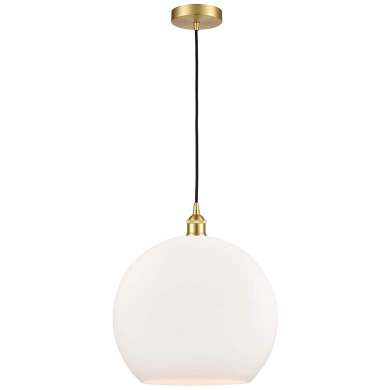 Image 1 Athens 14" Satin Gold Pendant w/ Matte White Shade