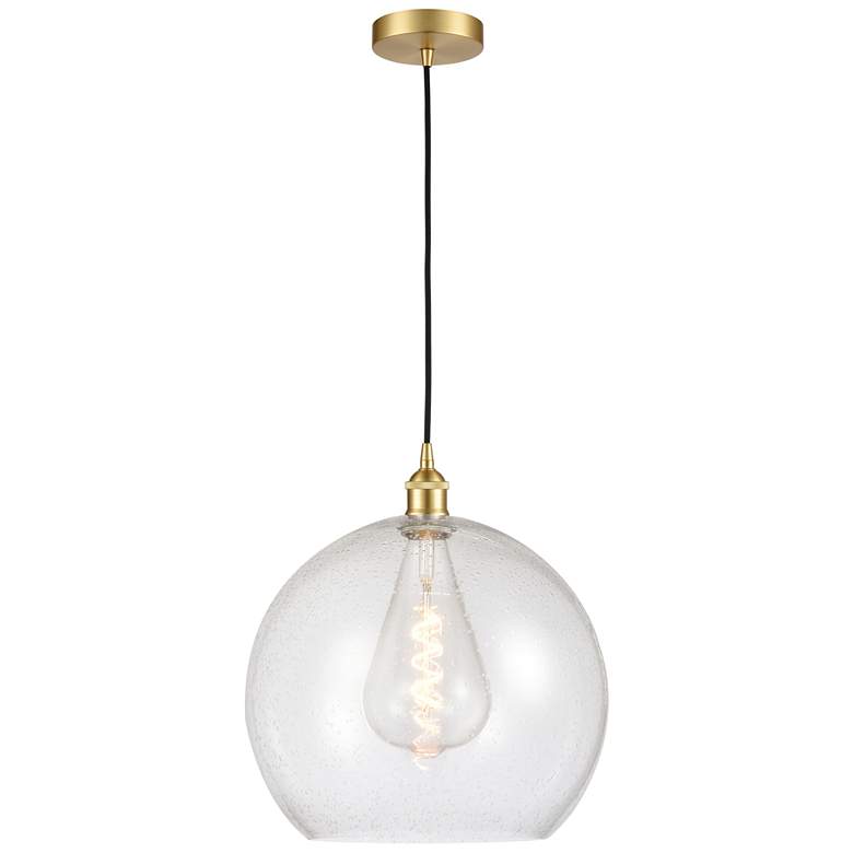 Image 1 Athens 14" Satin Gold Pendant w/ Seedy Shade