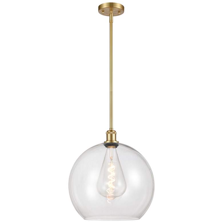 Image 1 Athens 14" Satin Gold Pendant With Clear Shade