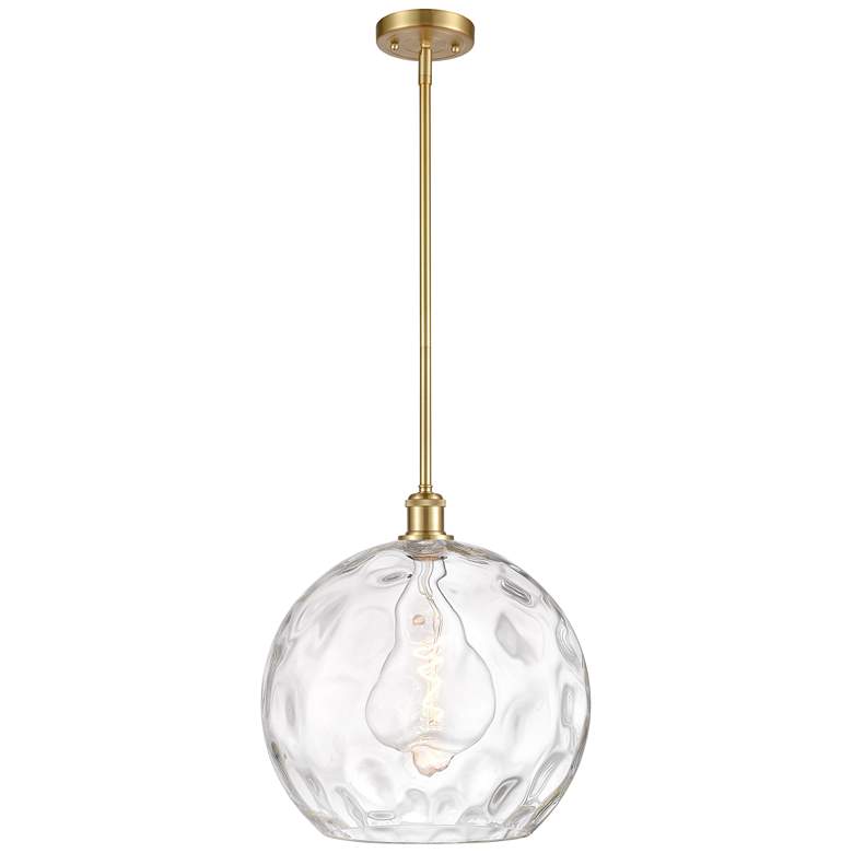 Image 1 Athens 14" Satin Gold Pendant With Clear Water Glass Shade