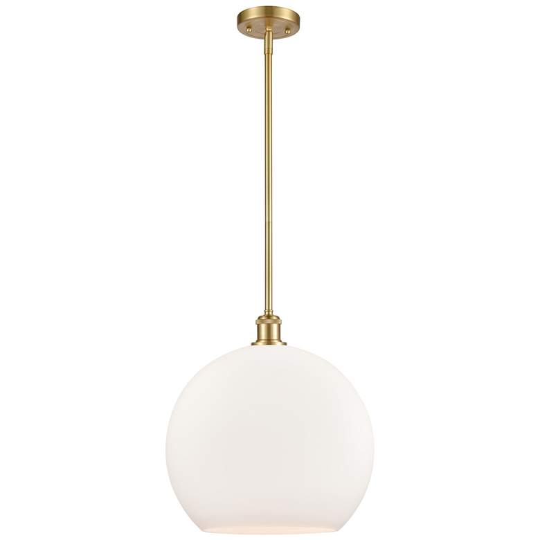 Image 1 Athens 14" Satin Gold Pendant With Matte White Shade