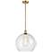 Athens 14" Satin Gold Pendant With Seedy Shade