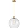 Athens 14" Satin Gold Pendant With Seedy Shade