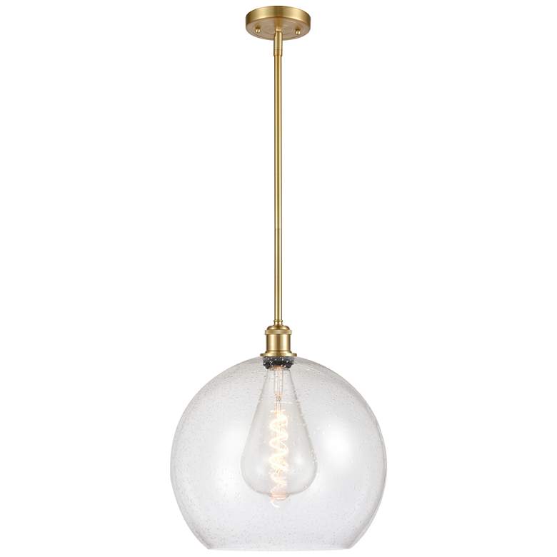Image 1 Athens 14" Satin Gold Pendant With Seedy Shade
