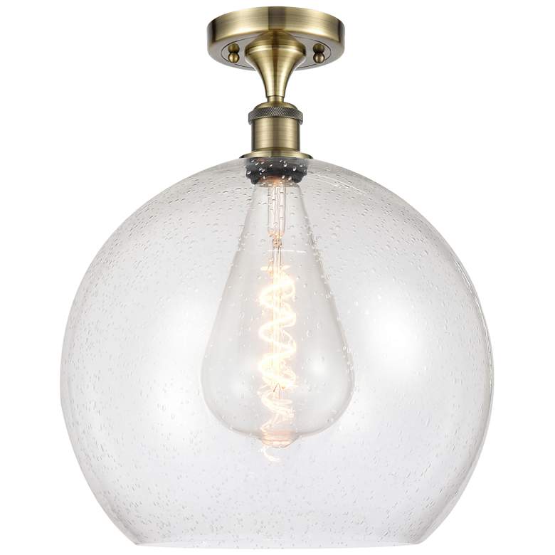 Image 1 Athens 14" Semi-Flush Mount - Antique Brass - Seedy Shade