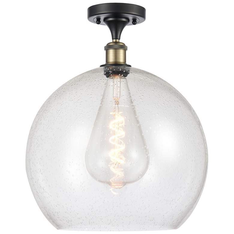 Image 1 Athens 14" Semi-Flush Mount - Black Antique Brass - Seedy Shade