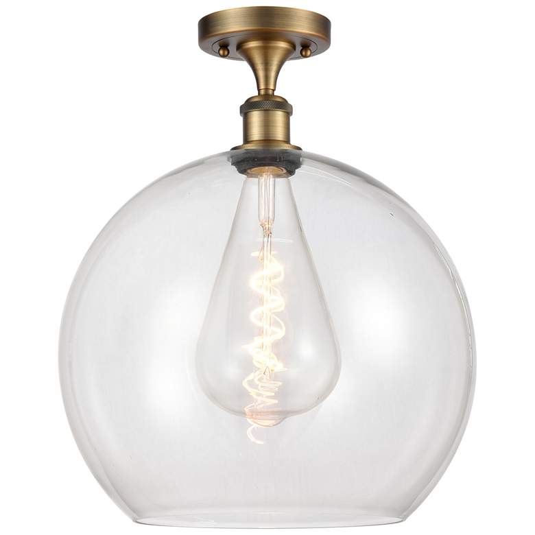 Image 1 Athens 14" Semi-Flush Mount - Brushed Brass - Clear Shade