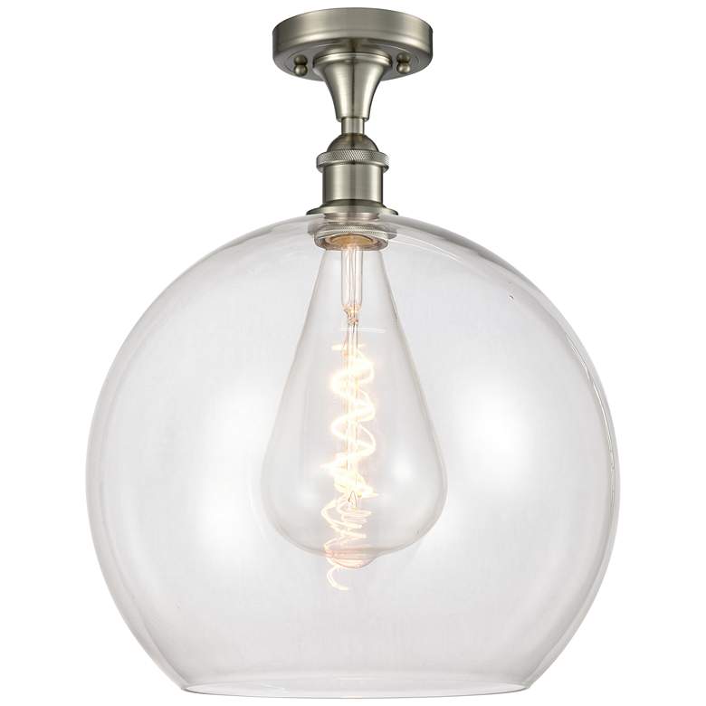 Image 1 Athens 14" Semi-Flush Mount - Brushed Satin Nickel - Clear Shade