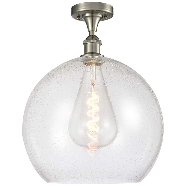Image 1 Athens 14" Semi-Flush Mount - Brushed Satin Nickel - Seedy Shade