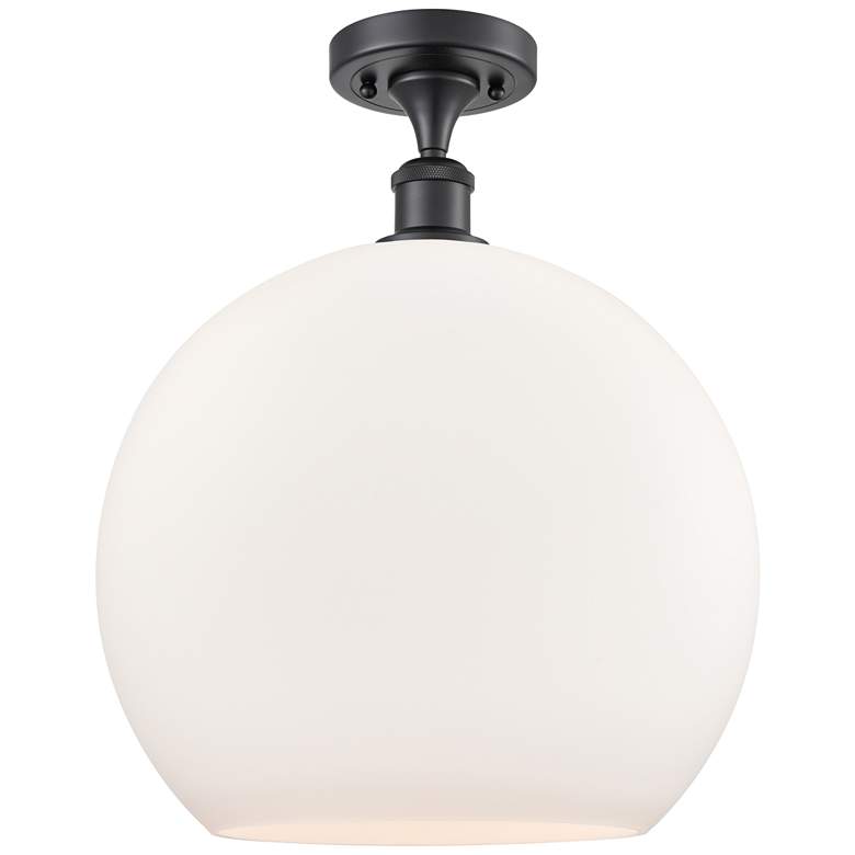 Image 1 Athens 14" Semi-Flush Mount - Matte Black - Matte White Shade