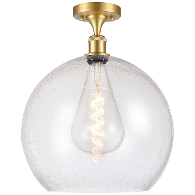 Image 1 Athens 14" Semi-Flush Mount - Satin Gold - Seedy Shade