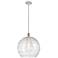 Athens 14" White & Chrome LED Pendant With Clear Deco Swirl Shade