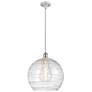 Athens 14" White &#38; Chrome LED Pendant With Clear Deco Swirl Shade