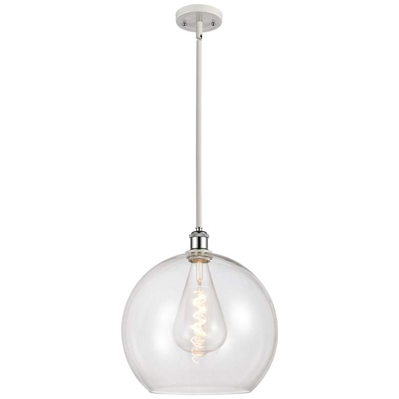 Image 1 Athens 14 inch White &#38; Chrome LED Pendant With Clear Shade
