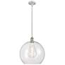 Athens 14" White &#38; Chrome LED Pendant With Clear Shade