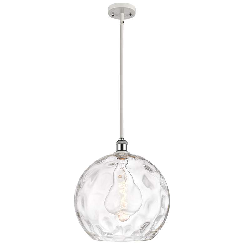 Image 1 Athens 14 inch White &#38; Chrome LED Pendant With Clear Water Glass Shade