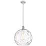 Athens 14" White &#38; Chrome LED Pendant With Clear Water Glass Shade