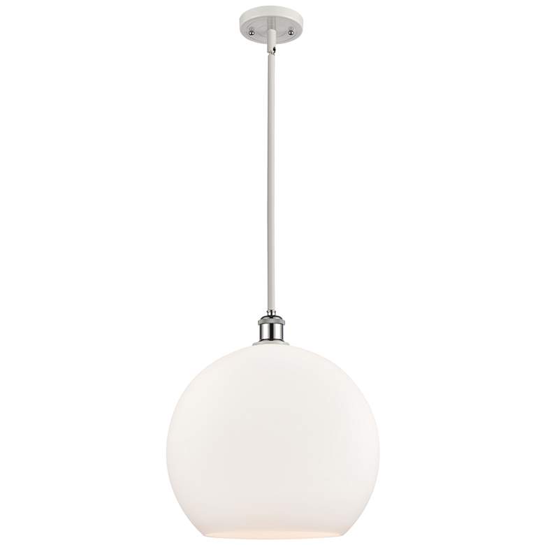 Image 1 Athens 14 inch White &#38; Chrome LED Pendant With Matte White Shade