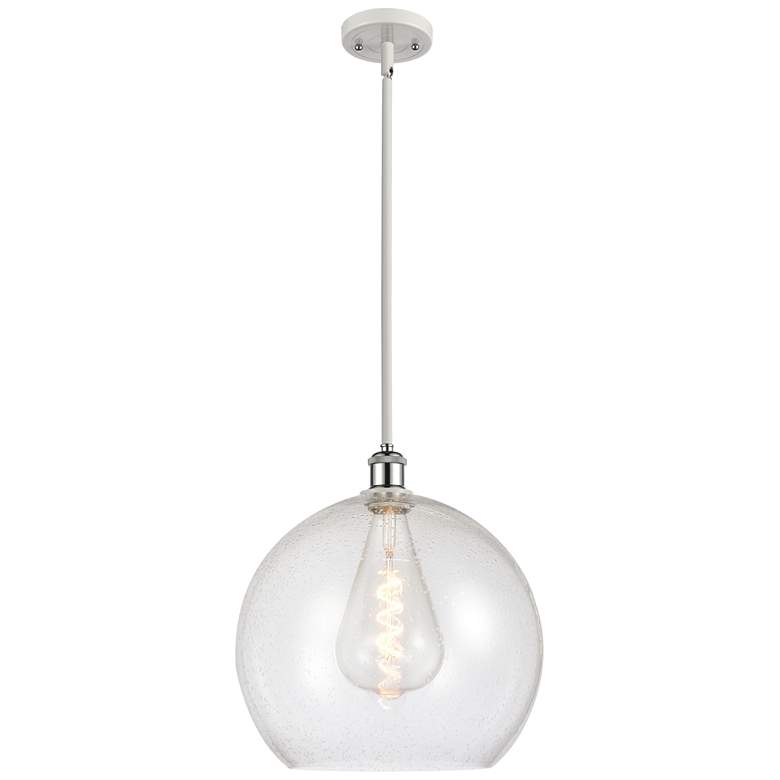 Image 1 Athens 14 inch White &#38; Chrome Pendant With Seedy Shade