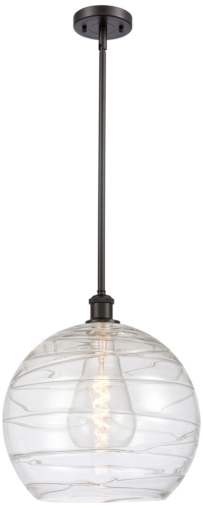 Athens 14" Oil Rubbed Bronze LED Pendant w/Clear Deco Swirl Made to Order