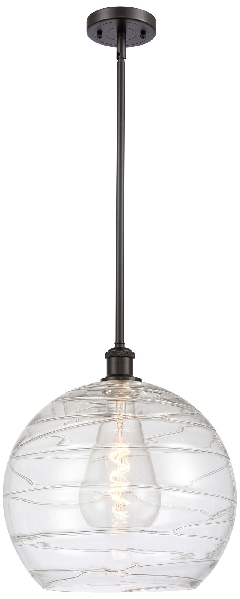 Athens 14" Oil Rubbed Bronze Pendant With Clear Deco Swirl Made to Order