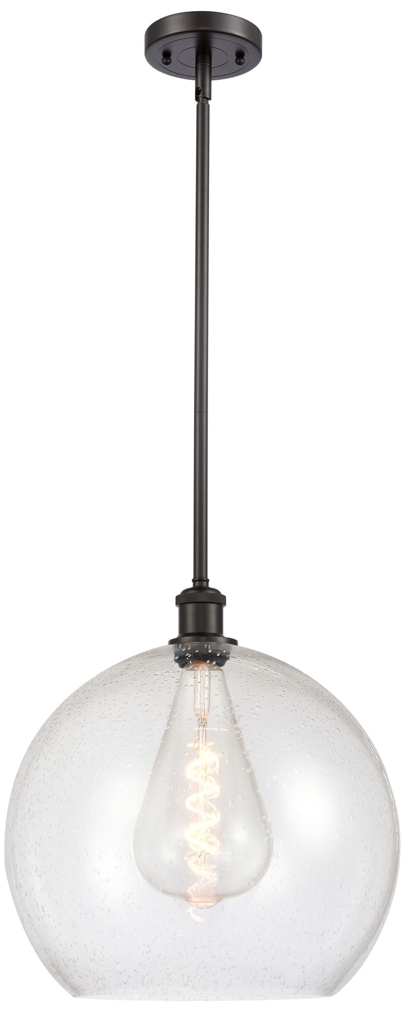 Athens 14" Oil Rubbed Bronze Pendant With Seedy Shade - Made to Order