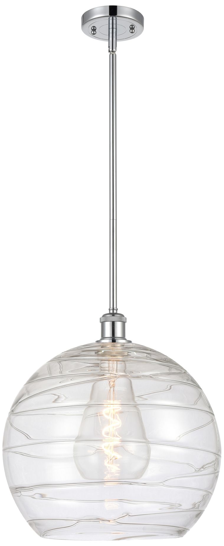 Athens 14" Polished Chrome Pendant With Clear Deco Swirl Made to Order