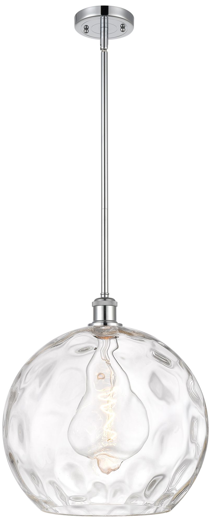 Athens 14" Polished Chrome Pendant With Clear Water Glass Made to Order