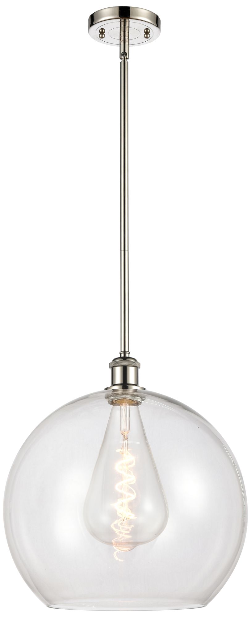 Athens 14" Polished Nickel LED Pendant With Clear Shade - Made to Order