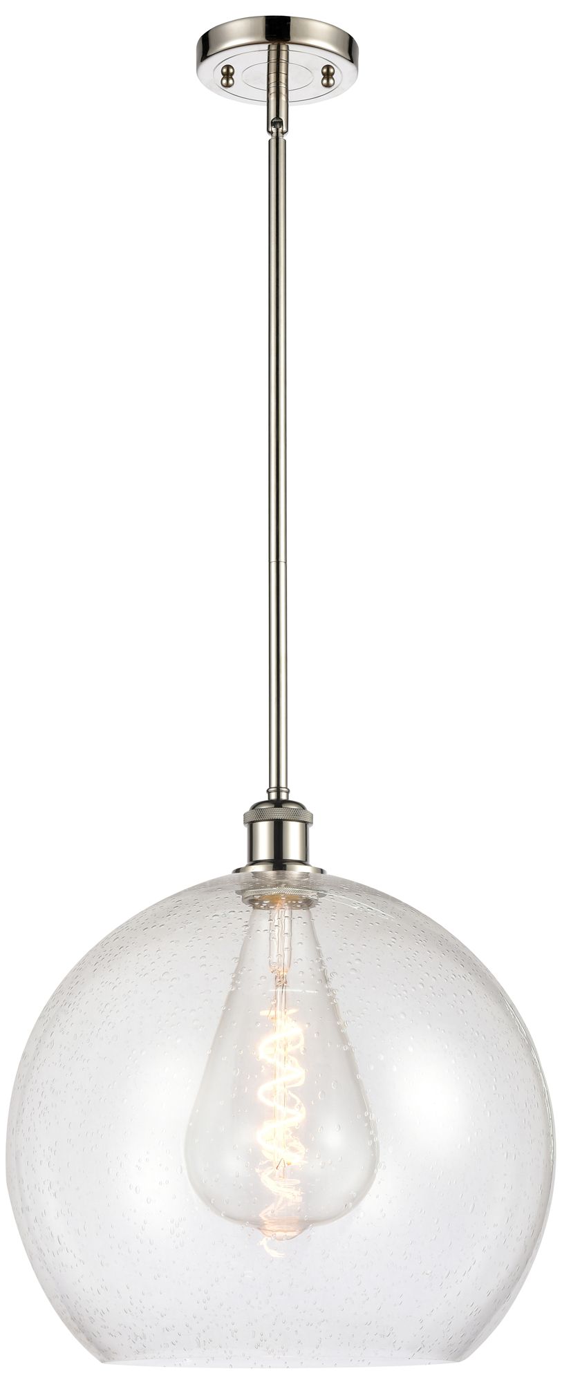 Athens 14" Polished Nickel Pendant With Seedy Shade - Made to Order