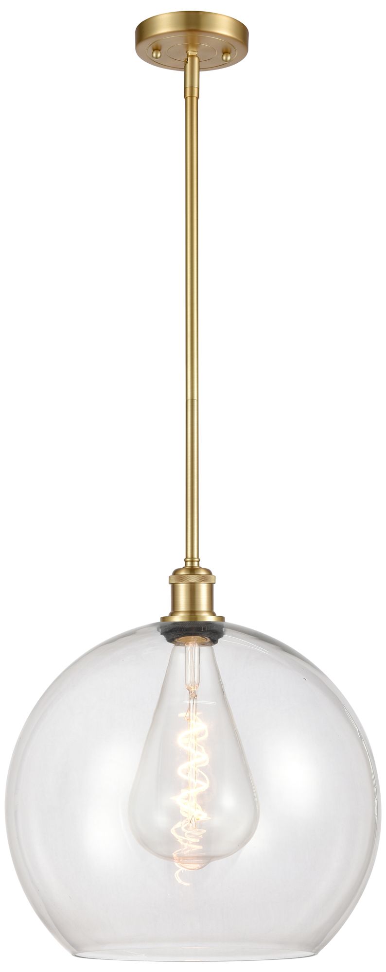 Athens 14" Satin Gold LED Pendant With Clear Shade - Made to Order