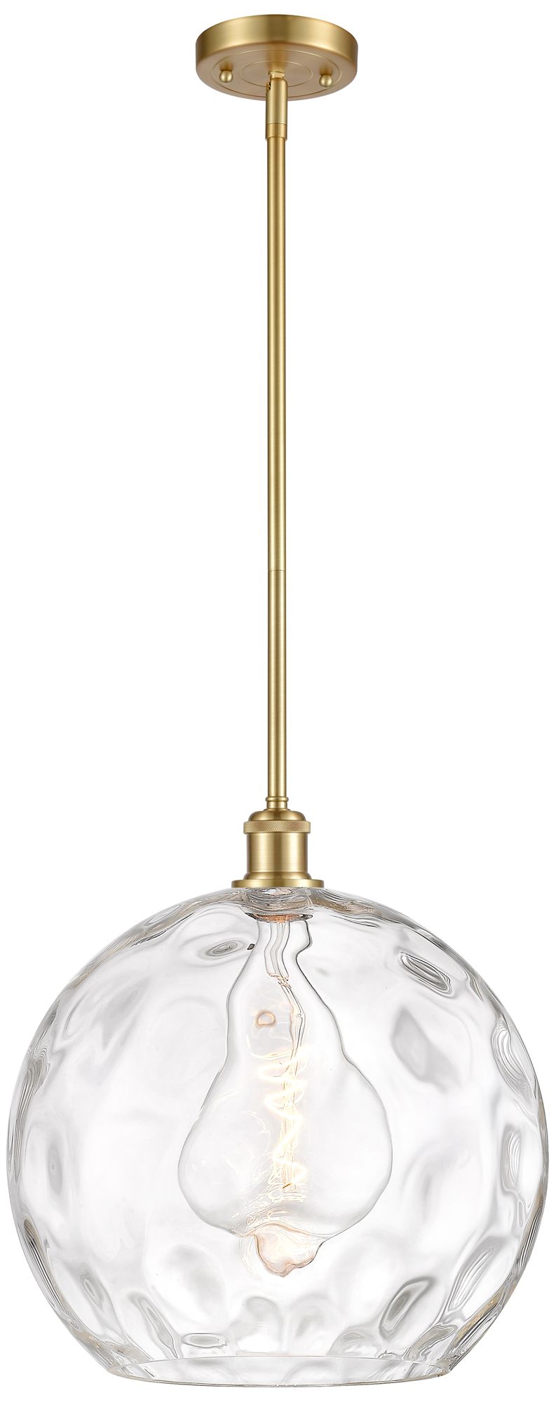 Athens 14" Satin Gold LED Pendant With Clear Water Glass Made to Order