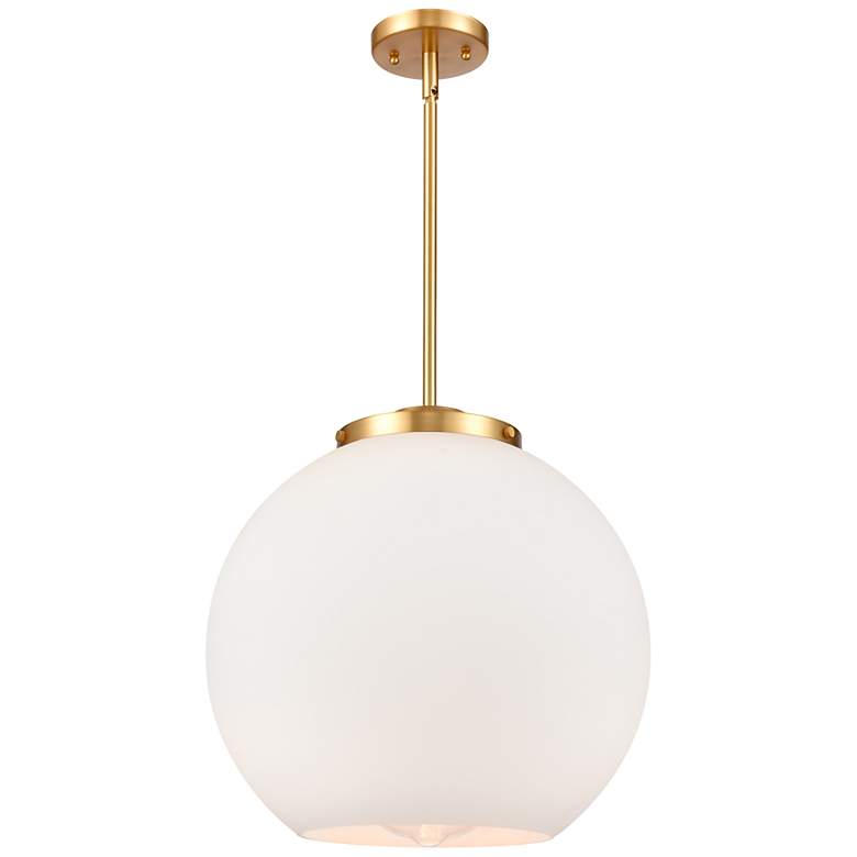 Image 1 Athens 15 3/4" Wide Satin Gold Pendant Light w/ White Glass