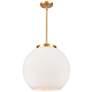 1_Athens 15 3/4" Wide Satin Gold Pendant Light w/ White Glass