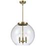 1_Athens 15 3/4"W Antique Brass 3-Light Pendant w/ Clear Shade