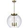 Athens 15 3/4"W Antique Brass 3-Light Pendant w/ Clear Shade