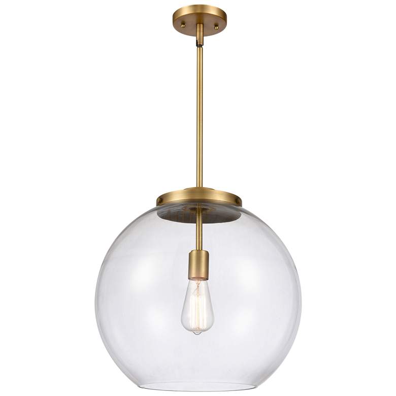 Image 1 Athens 15 3/4"W Brushed Brass Pendant Light w/ Clear Glass