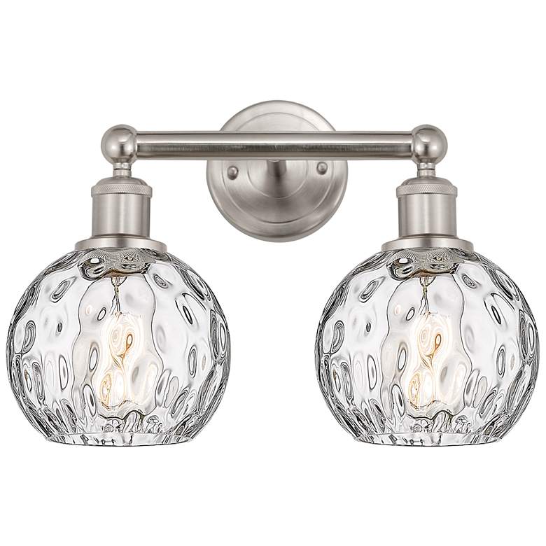 Image 1 Athens 15" 2-Light Brushed Satin Nickel Bath Light w/ Water Glass Shad