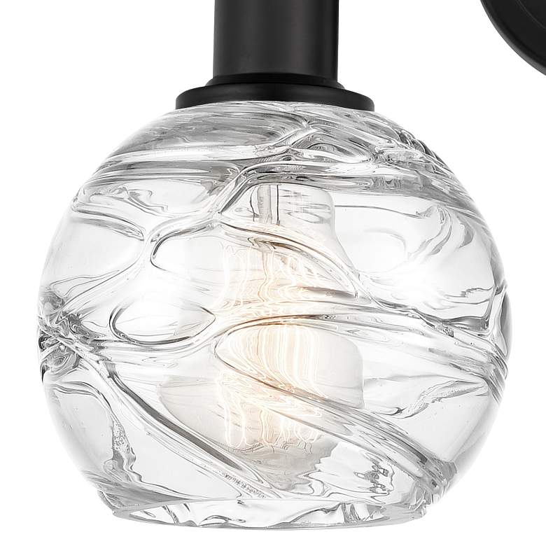 Image 2 Athens 15" 2-Light Matte Black Bath Light w/ Clear Deco Swirl Shade more views