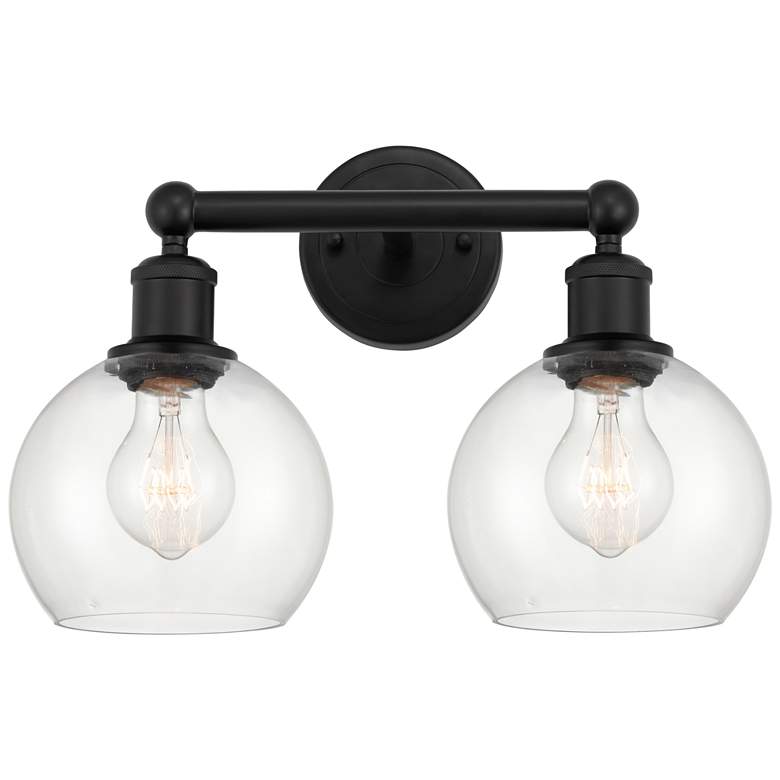 Image 1 Athens 15" 2-Light Matte Black Bath Light w/ Clear Shade
