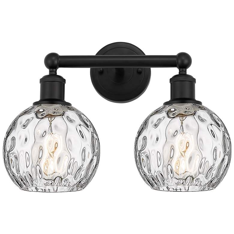 Image 1 Athens 15" 2-Light Matte Black Bath Light w/ Clear Water Glass Shade