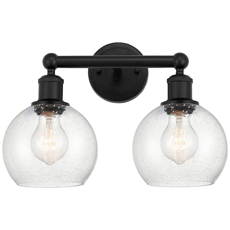 Image 1 Athens 15" 2-Light Matte Black Bath Light w/ Seedy Shade