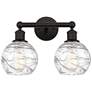 Athens 15" 2-Light Oil Rubbed Bronze Bath Light w/ Clear Deco Swirl Sh