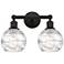 Athens 15" 2-Light Oil Rubbed Bronze Bath Light w/ Clear Deco Swirl Sh