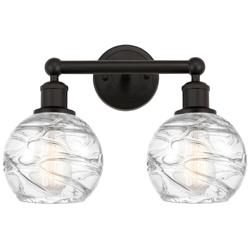 Athens 15" 2-Light Oil Rubbed Bronze Bath Light w/ Clear Deco Swirl Sh