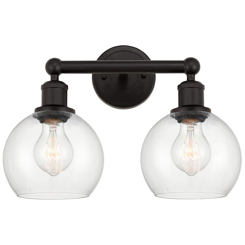 Image 1 Athens 15" 2-Light Oil Rubbed Bronze Bath Light w/ Clear Shade